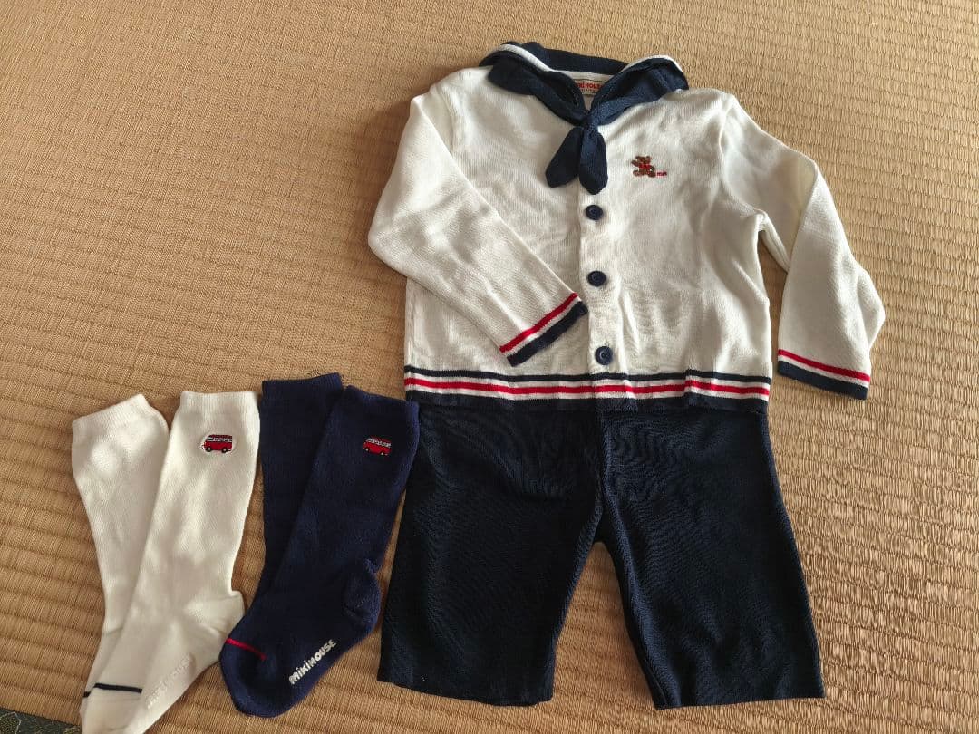 MIKI HOUSE セーラー風フォーマルセット ニットカーディガン　90