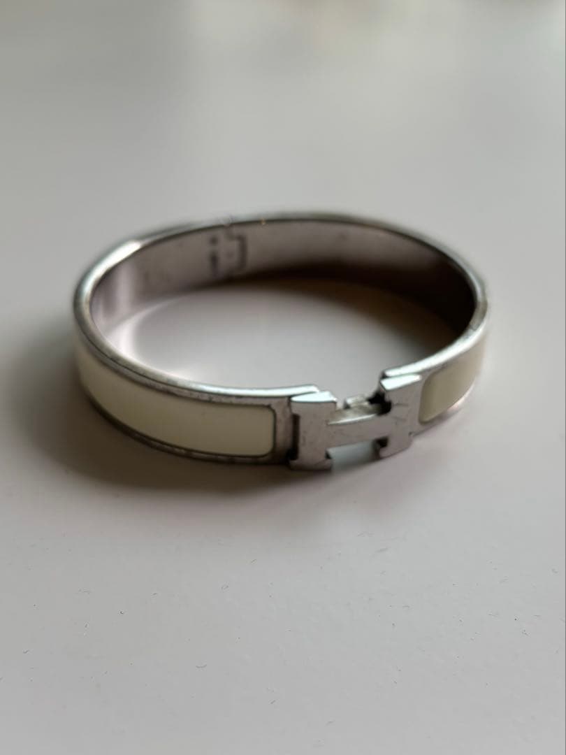 【HERMES 】エルメス バングル クリッククラックPMシルバー ホワイトPM