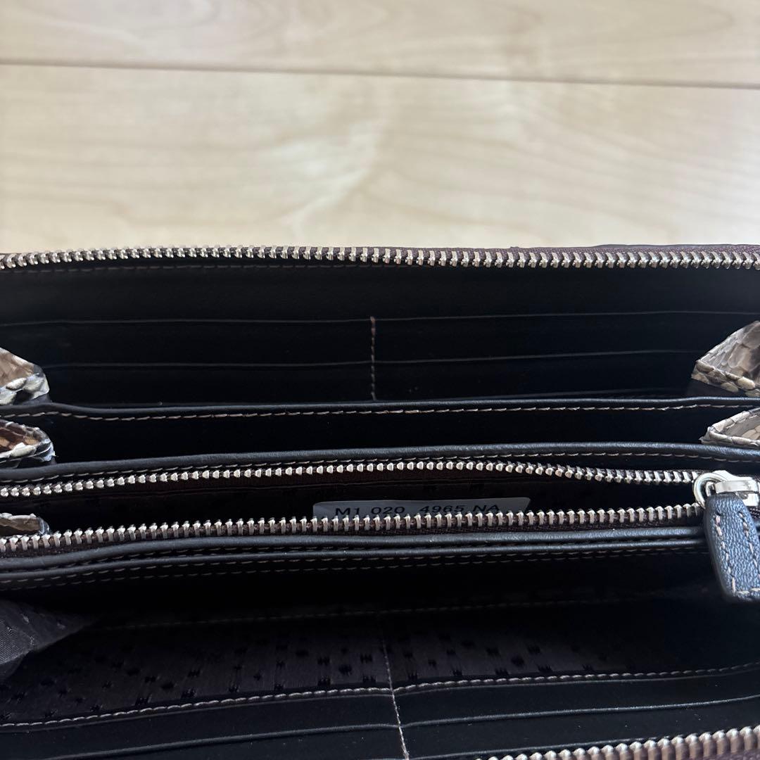 ペレボルサ　パイソンレザー 長財布 ベージュ/ブラウン