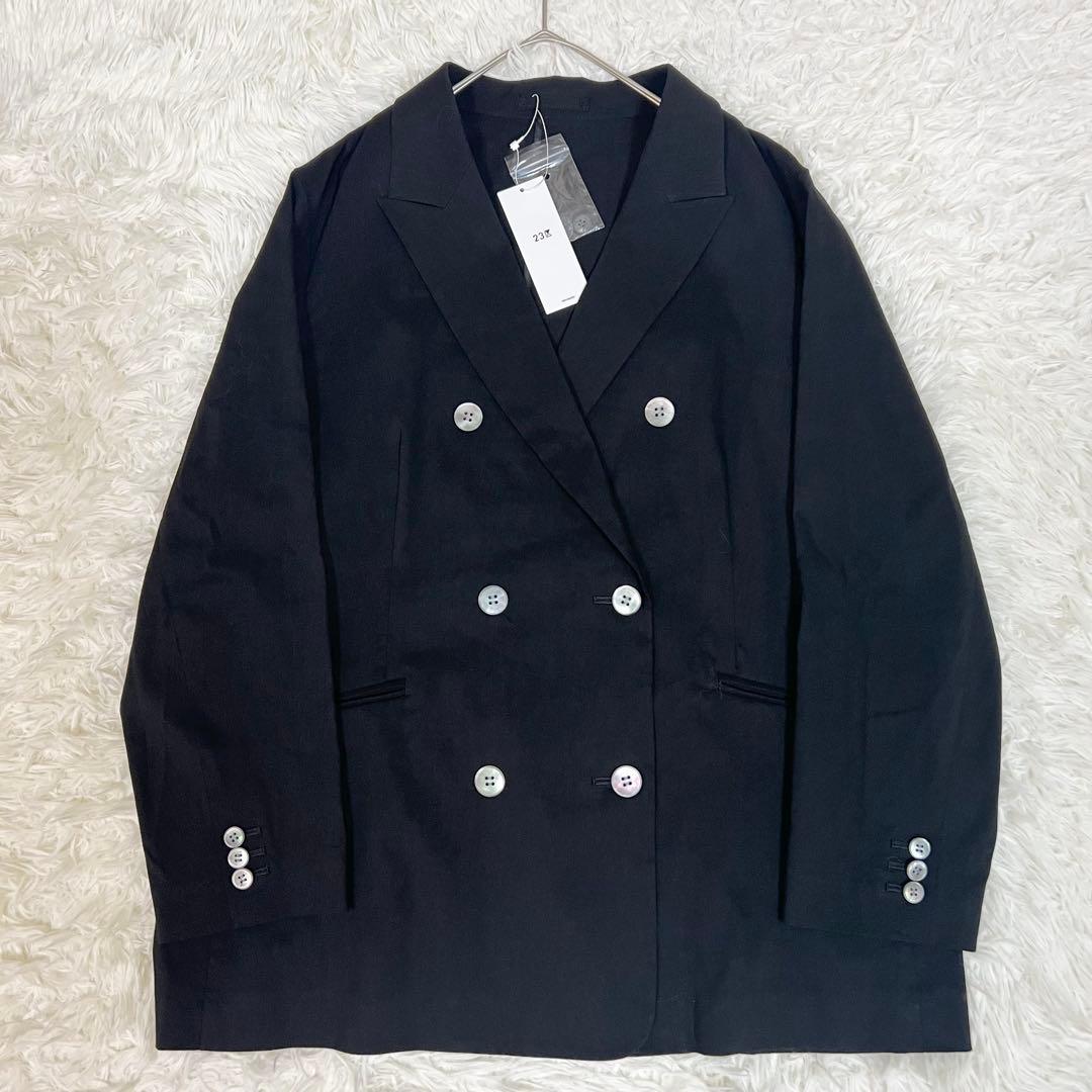 新品タグ付き✨23区 洗える リネンレーヨンストレッチ ダブル ジャケット 50