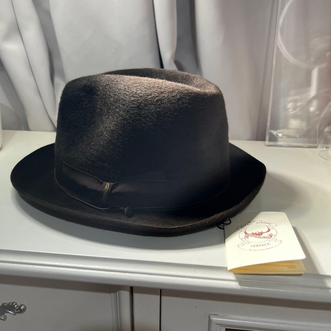 未使用　ボルサラリーノCervelt 黒 ウール フェルトハット　サイズ61