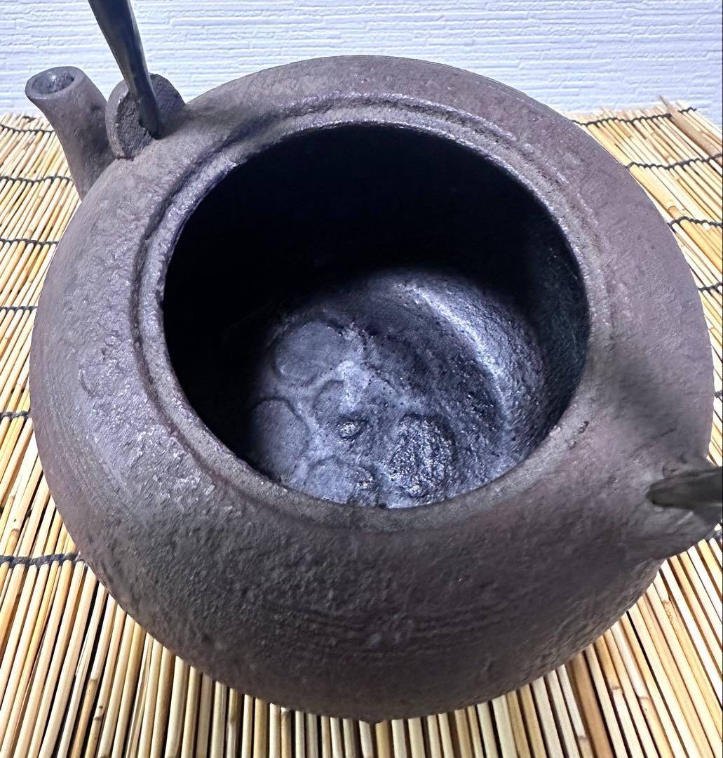 未使用品　山形水沢 釜師造　斑紫銅蓋 袋鉉　南部鉄瓶　南部鉄器　鉄瓶　調理後器具