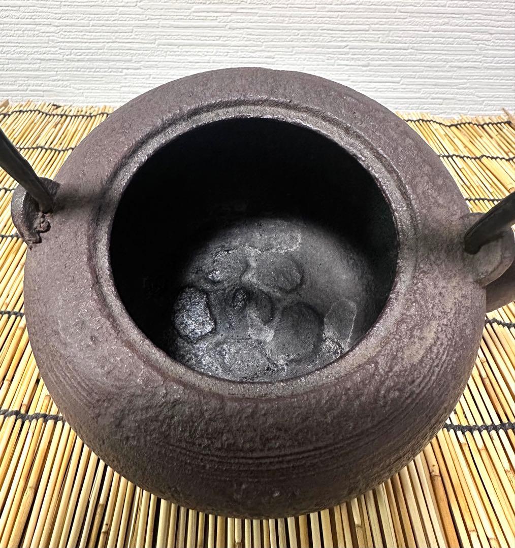 未使用品　山形水沢 釜師造　斑紫銅蓋 袋鉉　南部鉄瓶　南部鉄器　鉄瓶　調理後器具