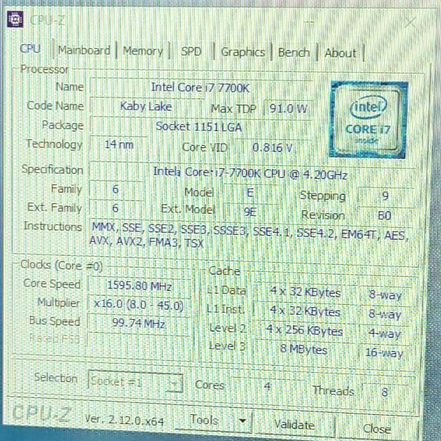 【動作確認済み】intel Core i7 7700K 第7世代 4.20GHz