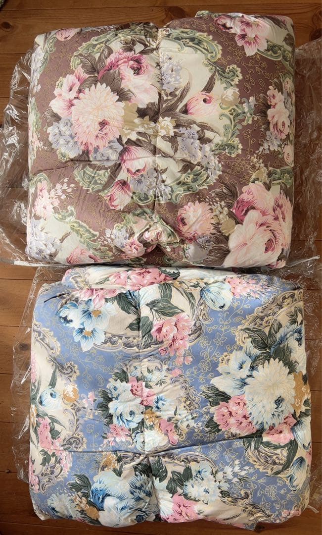 羽根掛ふとん 150cm × 210cm ピンク，アオ（2枚セット