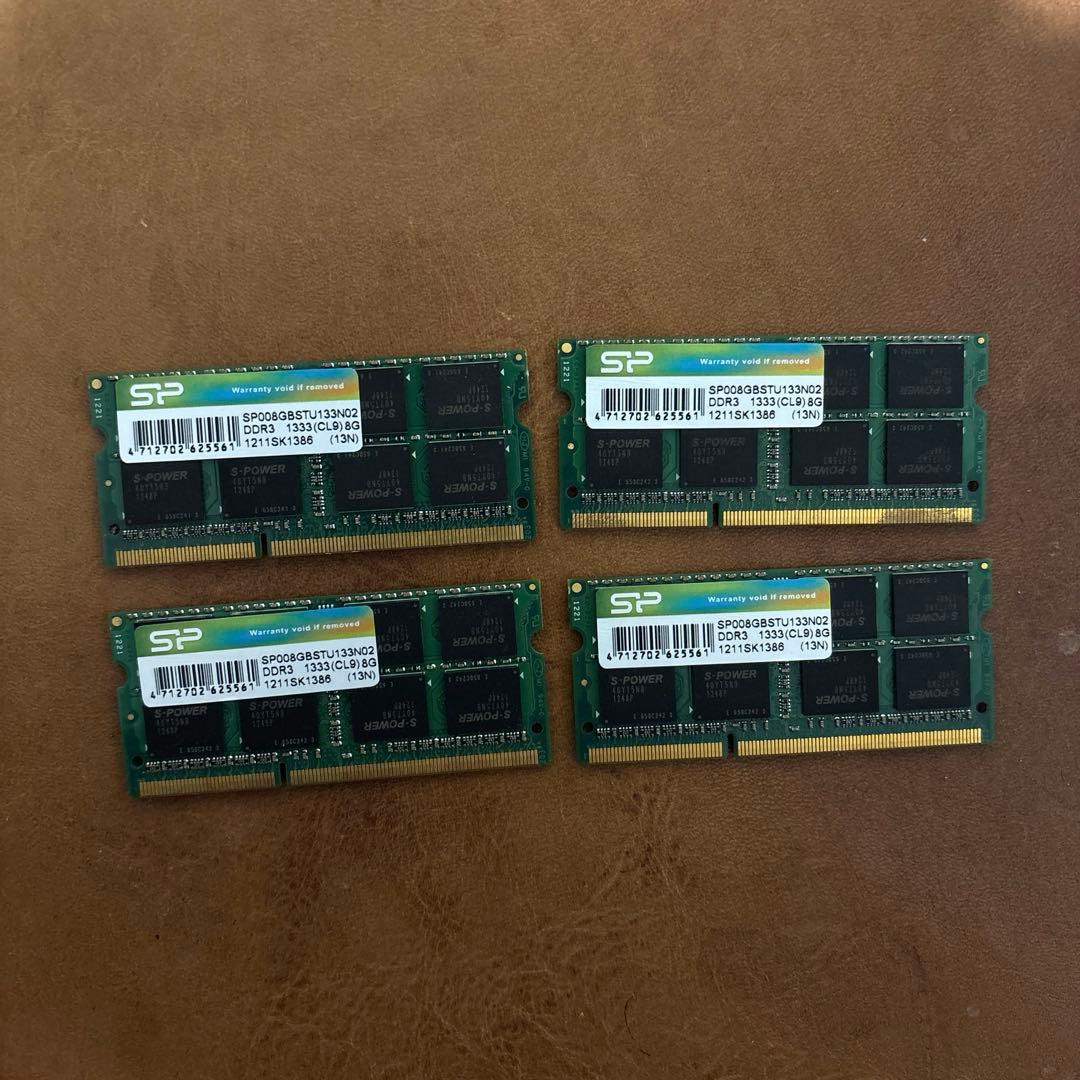 ノートPC用メモリ 32GB (8GB×4枚) DDR3 1333 ジャンク扱い