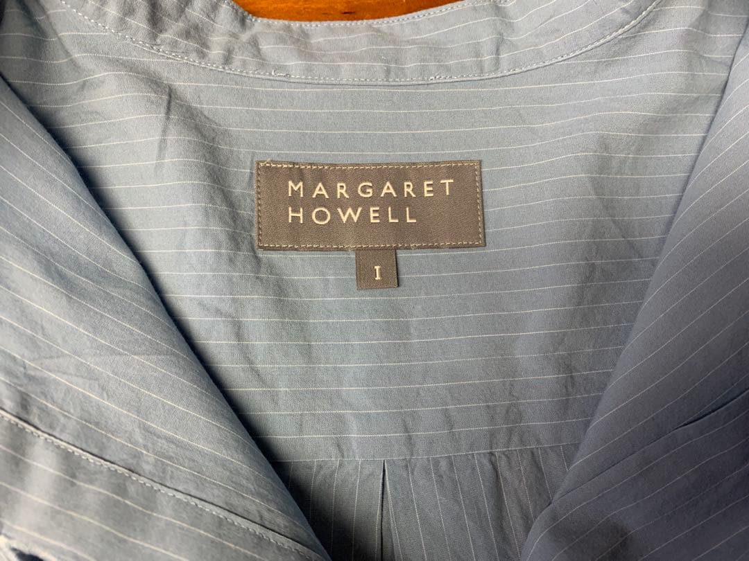 MARGARET HOWELL ストライプシャツブラウス　ブルー　I