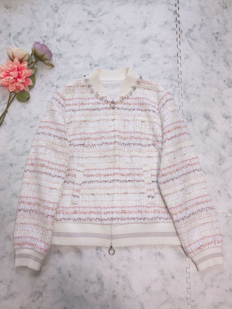 【希少】Rene　ルネ　ミックスツイード　TISSUE社　ビジュー　ブルゾン