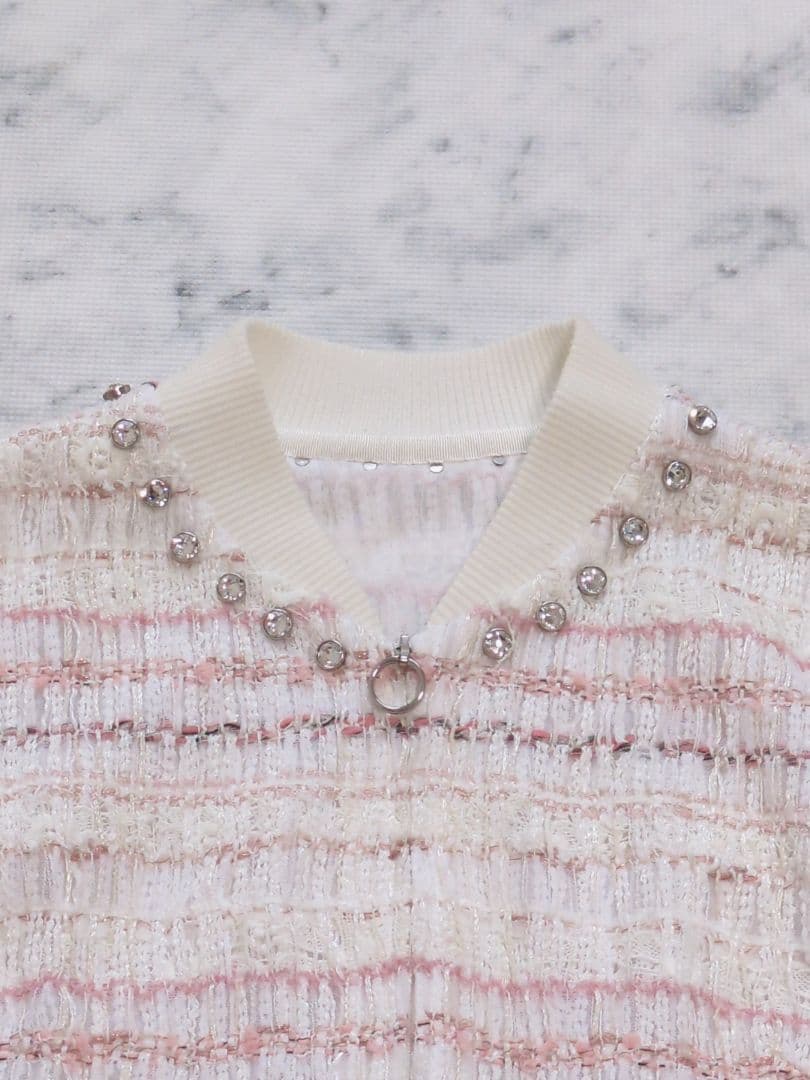 【希少】Rene　ルネ　ミックスツイード　TISSUE社　ビジュー　ブルゾン