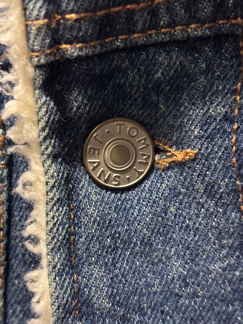  JEANS ボアデニムジャケット 背面ビッグロゴ　L