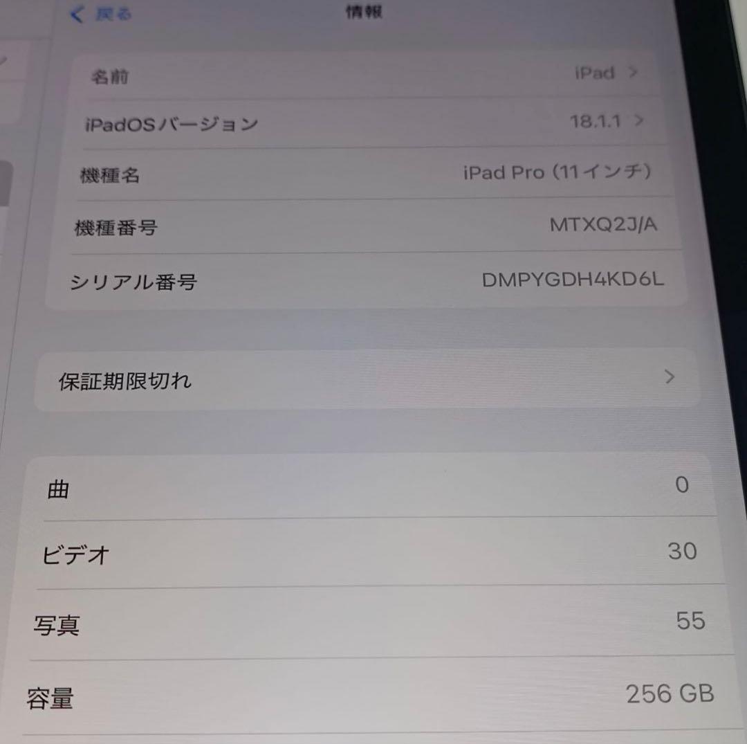 (美品) iPad Pro 11 第ー世代 256GB キーボードケース付き