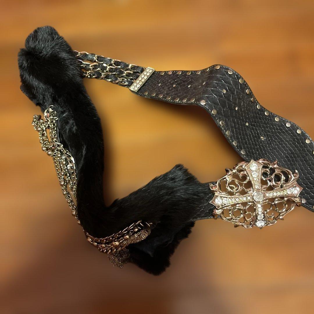 新品未使用　d.i.aファーベルトファー付きビジュー取れ無し