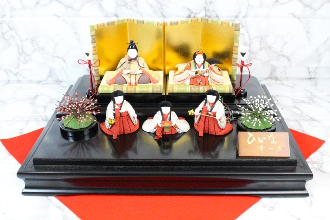 ♡松﨑 幸一光作 雛人形 五人飾 ひいな 木目込み人形 ガラスケース