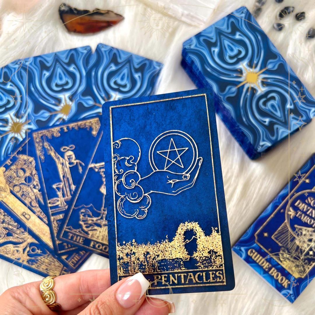 【正規品タロットカード】入手困難希少品✨美麗レア色✨豪華な藍色×ゴールドのデッキ