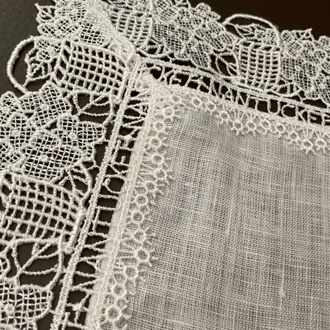 ナンタケット　近沢レース　限定リネンひざ掛け　レースハンカチ 大判