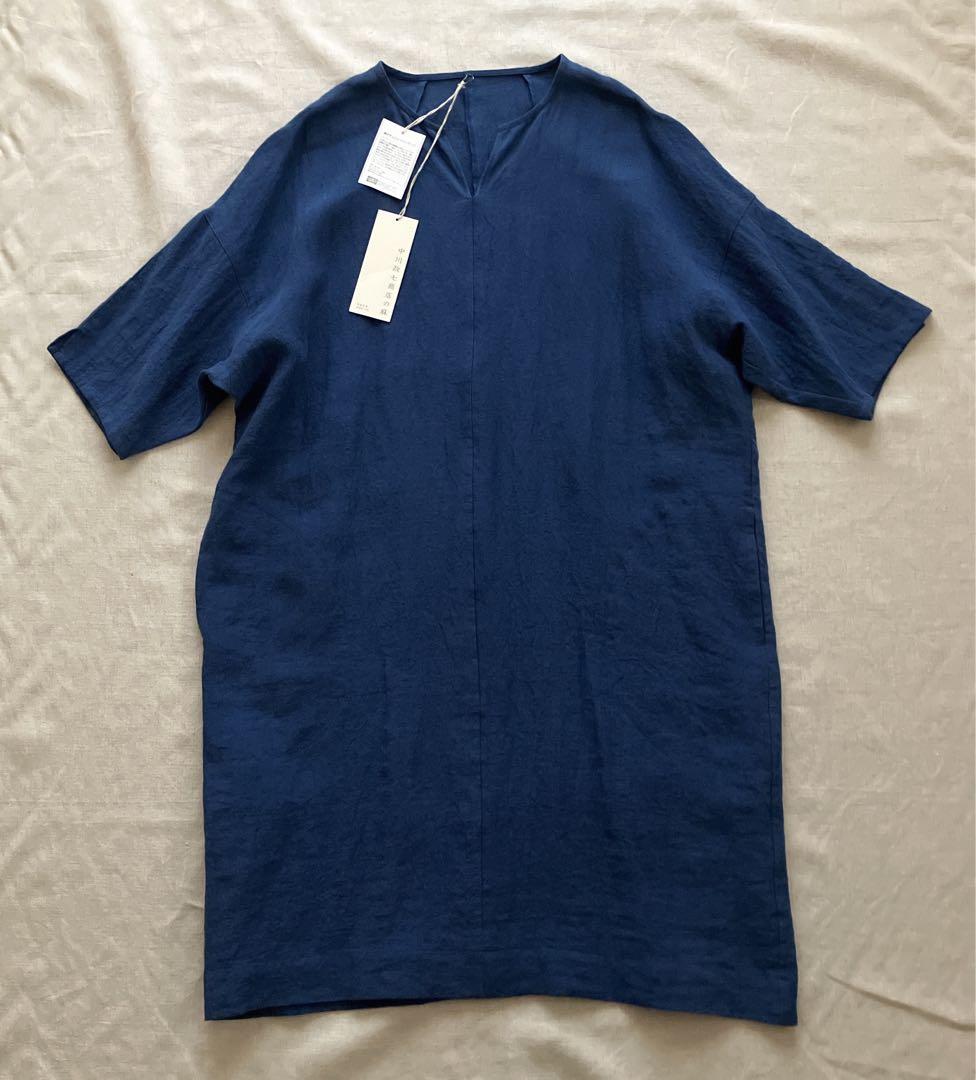 ☆新品未使用☆ 【中川政七商店】麻のチュニックワンピース　M　ブルー　日本製
