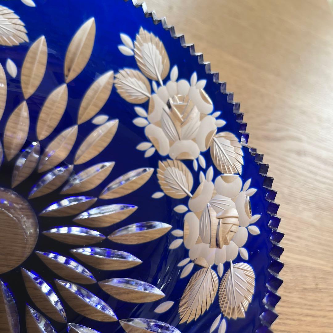 旧東ドイツLAUSITZER ラウジッツァー　クリスタルガラス　薔薇　ボウル