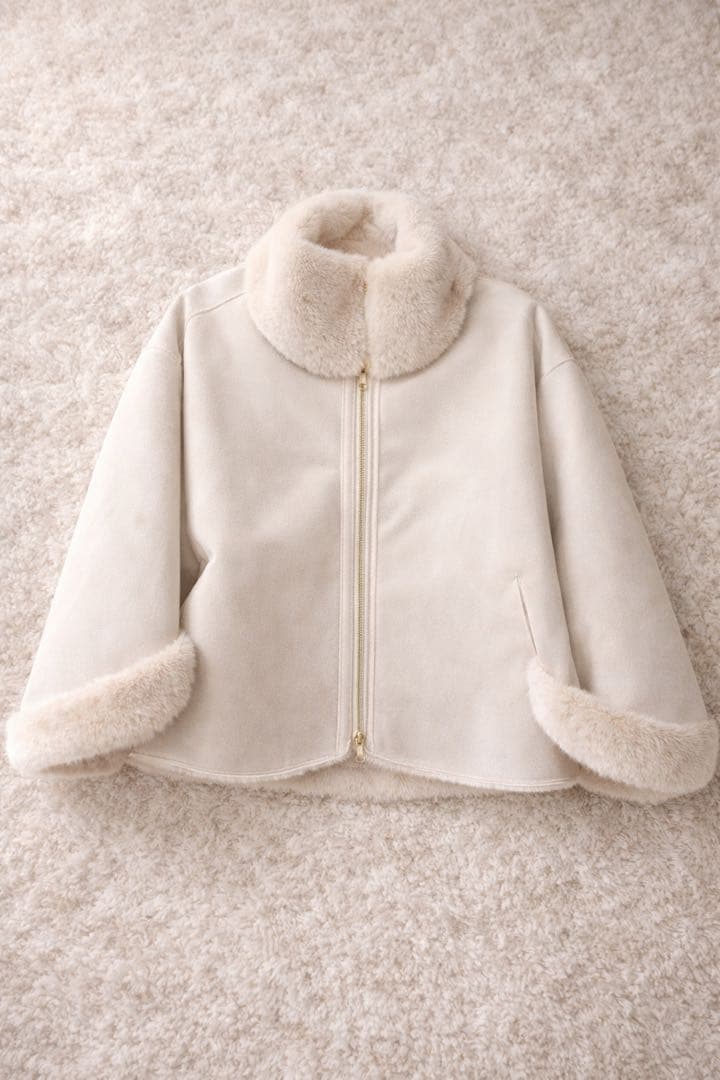 【美品】BARNEYS NEW YORK フェイクファーショートブルゾン