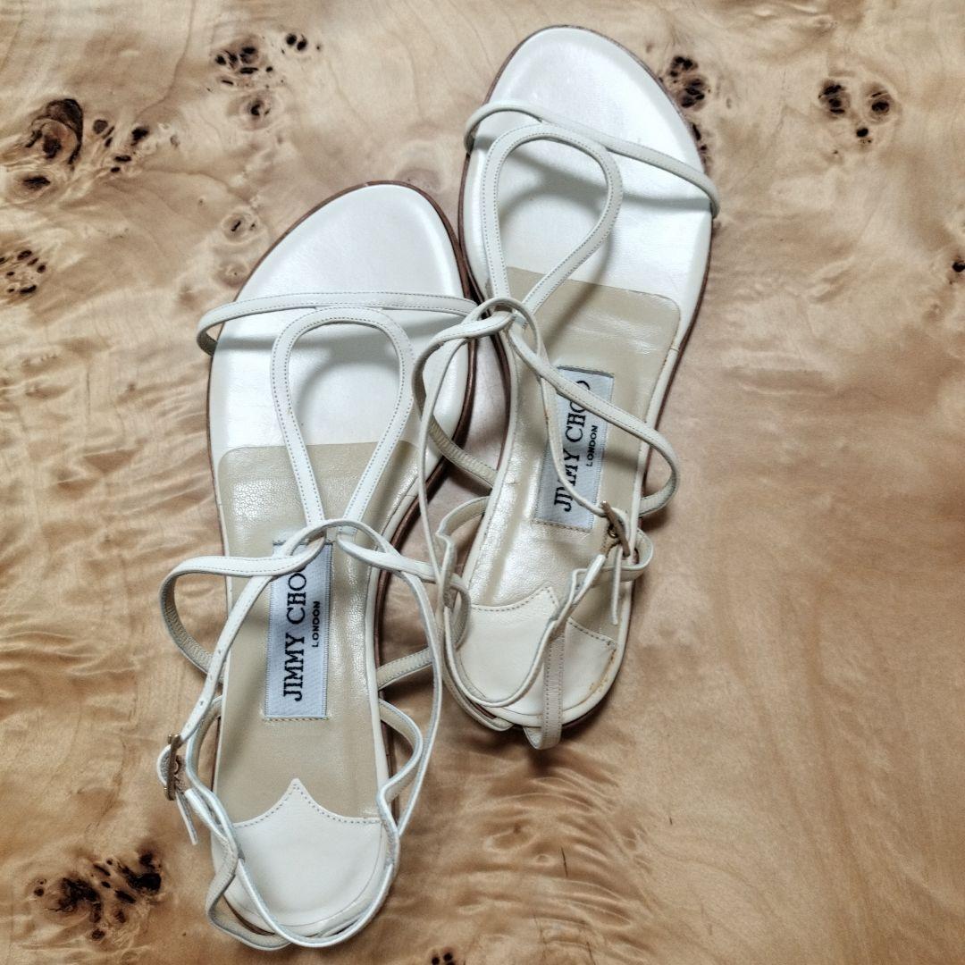 未使用 JIMMY CHOO レザー サンダル ホワイト サンダル ホワイト