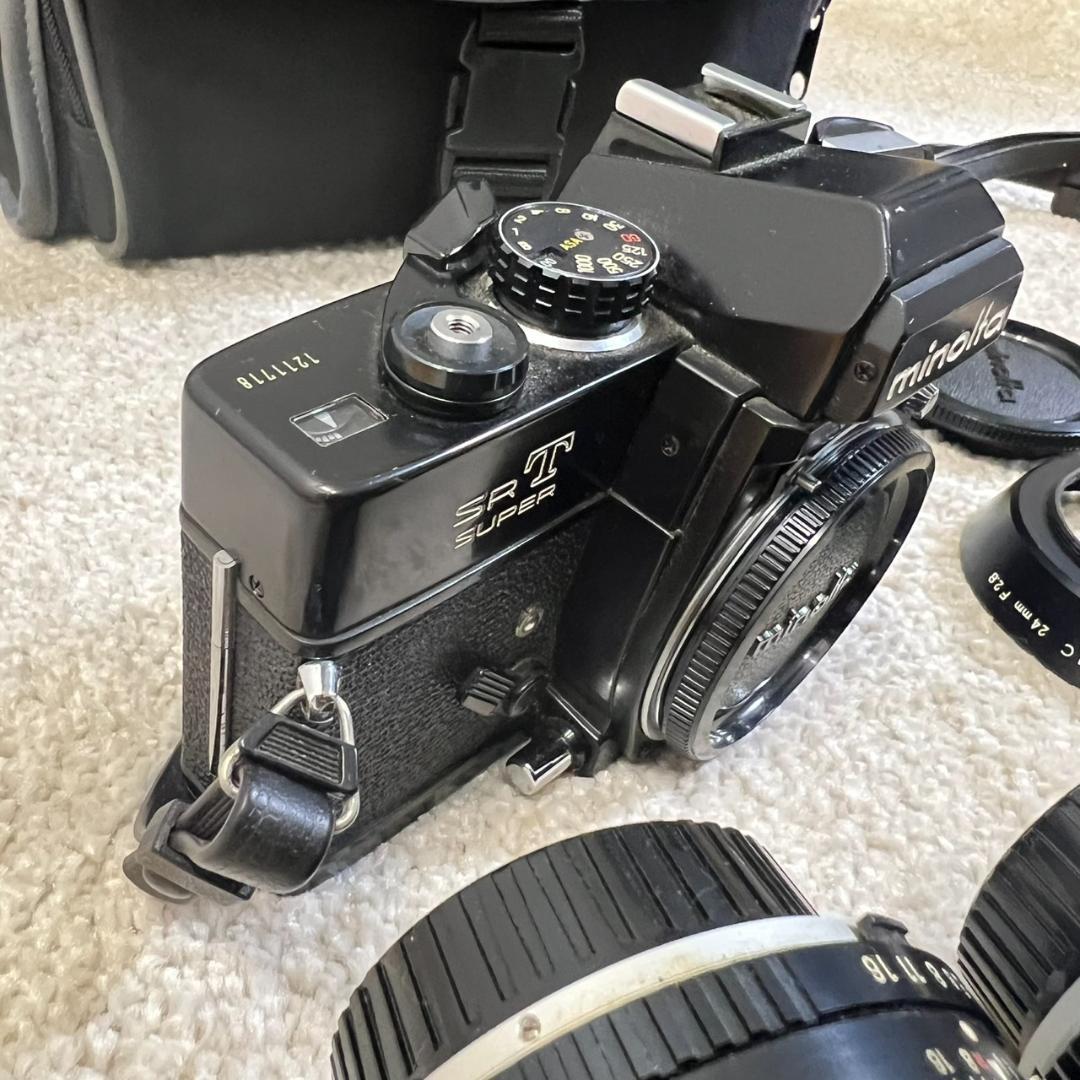 【ジャンク/名機】Minolta SRT SUPER 黒 +広角/望遠レンズ3本