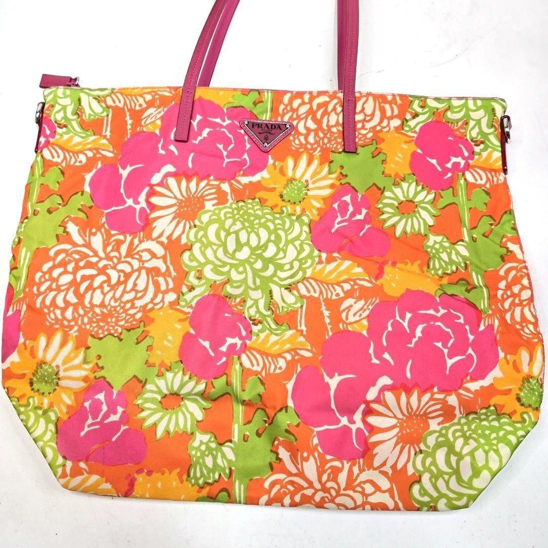 極美品 PRADA 2way トートバッグ ボタニカル ショルダー カード付