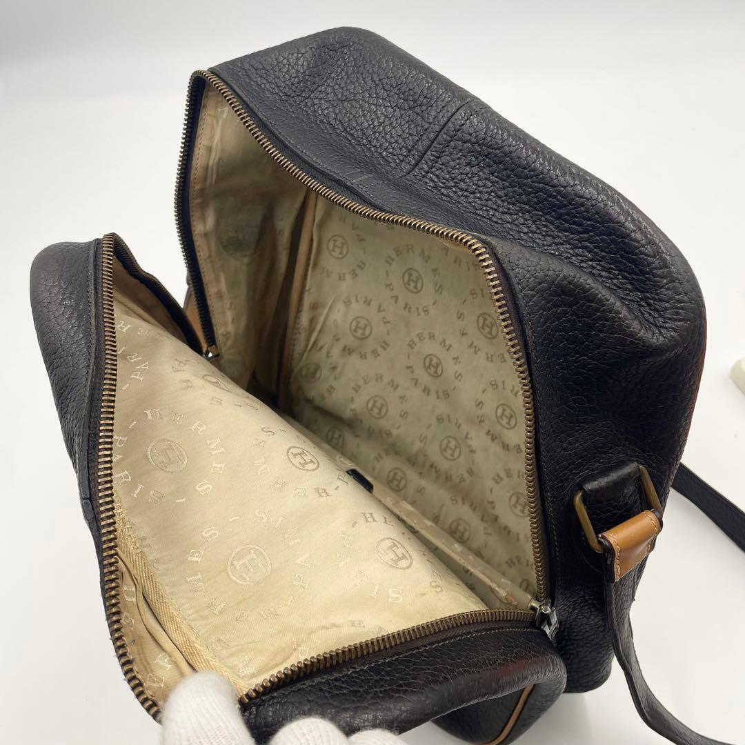 HERMES ヴィクトリア アルデンヌ ショルダーバッグ 〇I刻印 ブラック