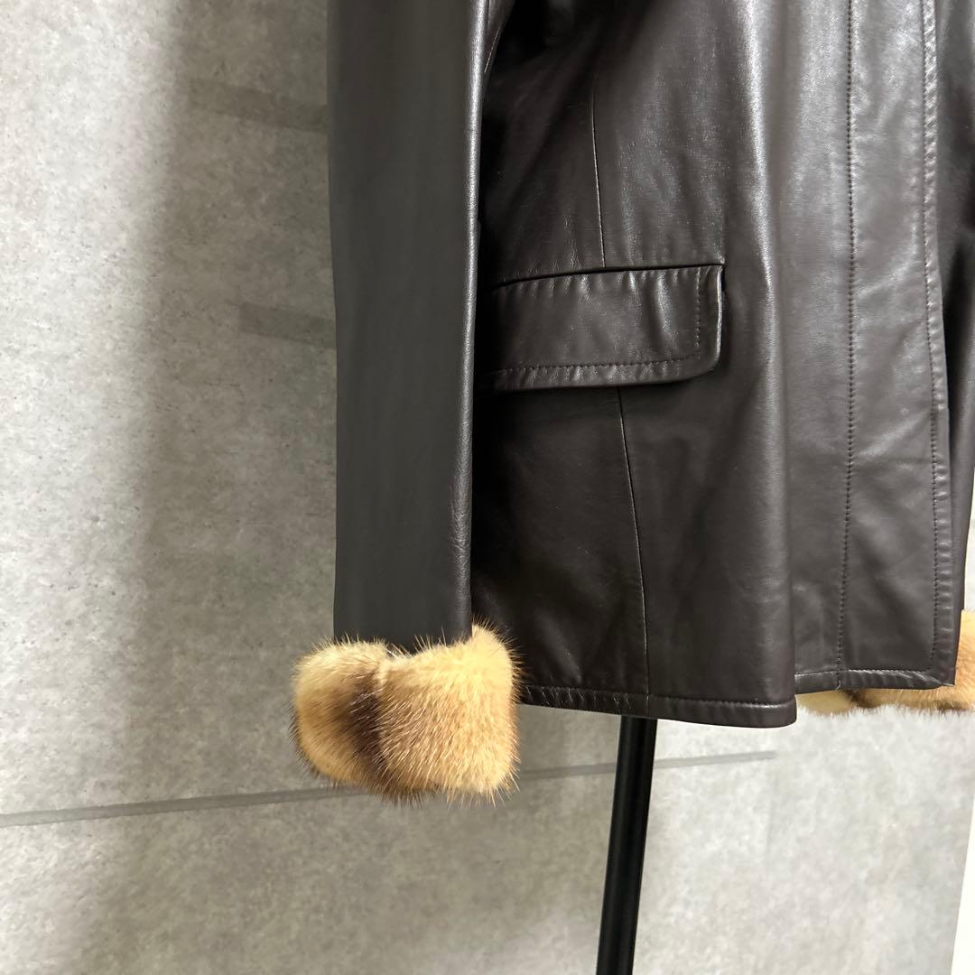 90s BALMAIN バルマン2WAY 羊革　ミンクファー　レザージャケット