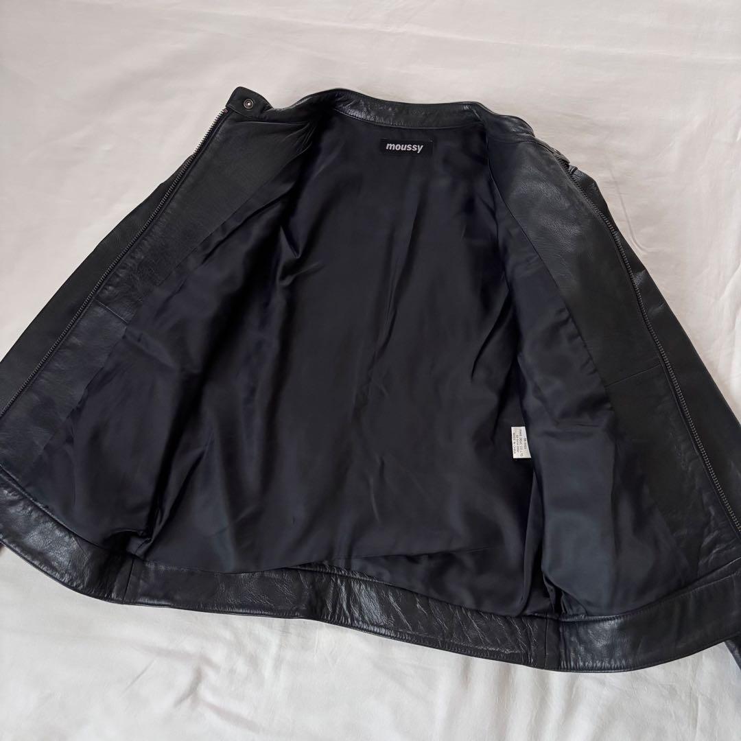 大人気！MOUSSY 牛革 シングル ライダース レザー ジャケット