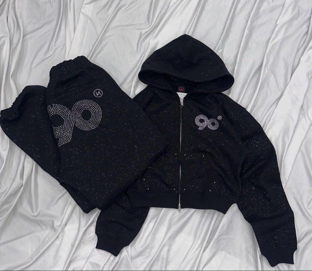 9090 Logo Glitter Light Zipパーカー