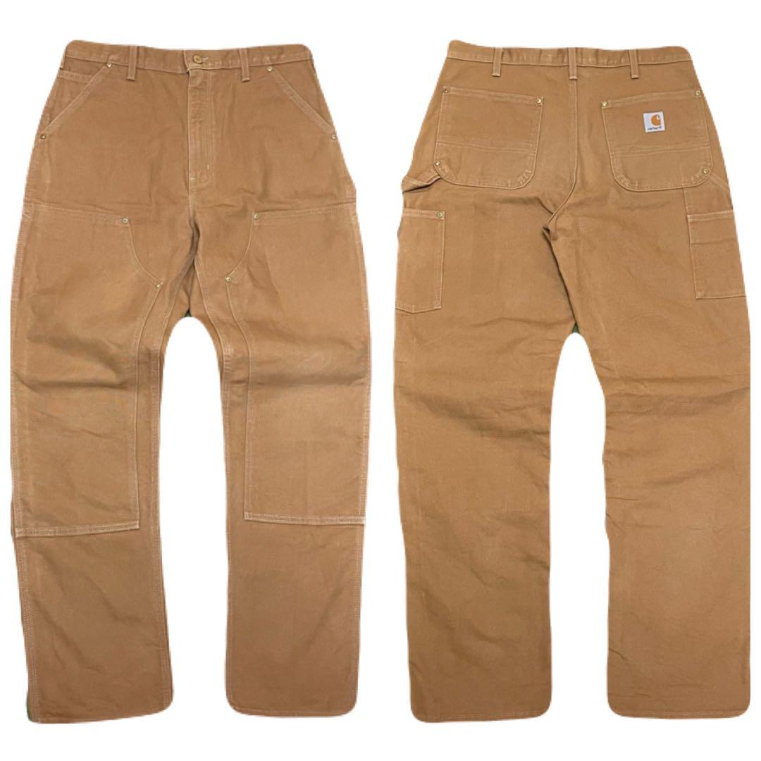 carharttカーハート　ダブルニー　ブラウンダックパンツW34L32