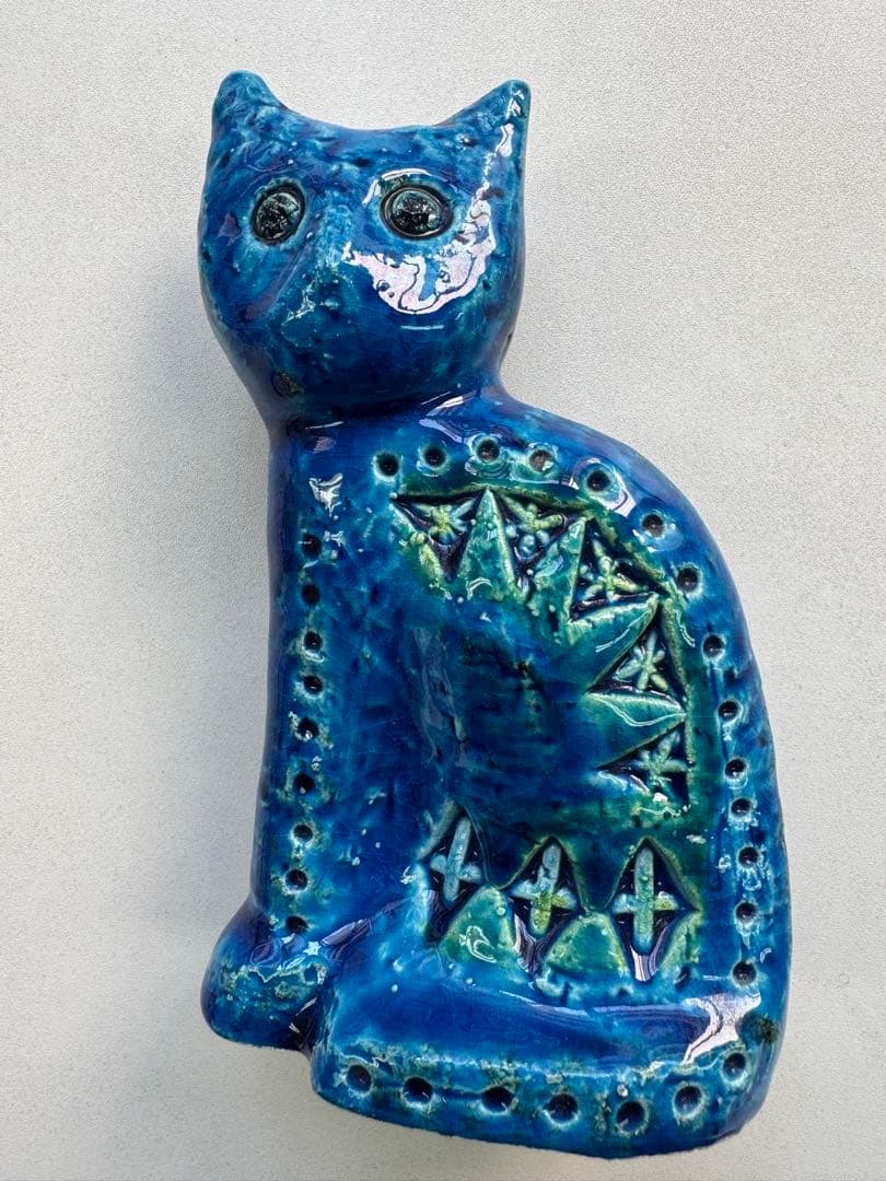 FLAVIA BITOSSI イタリア製 青い猫 オブジェ 陶器 リミニブルー