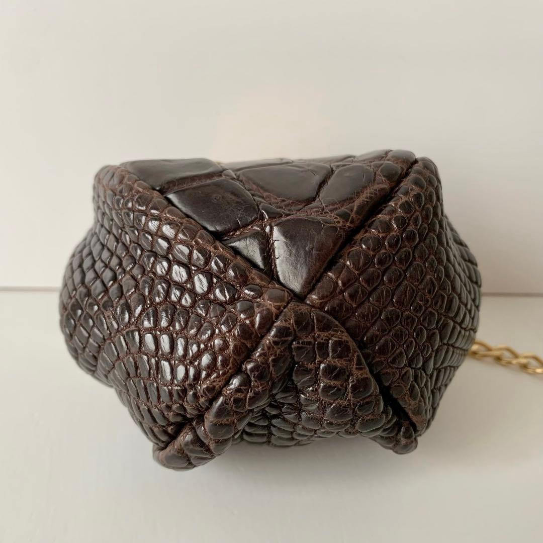 【A.D.M.J.】ケース　がま口　ポーチ　クロコ　ブラウン　ミニポーチ