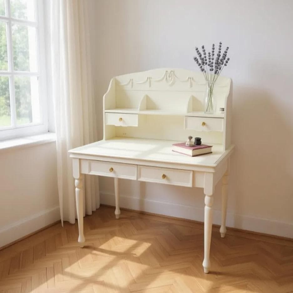 【新品訳あり】天然木 無垢 ロココ調 デスク アウトレット 勉強机 学習机