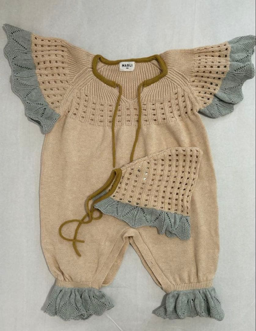 mabli 小人ロンパース　ボンネット　18m