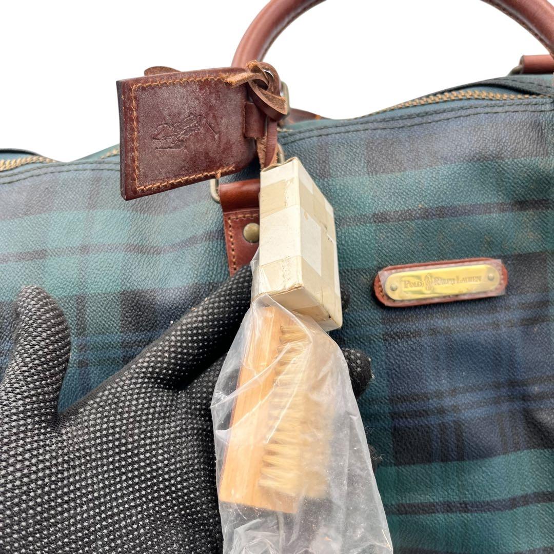 【ブラシ・南京錠付き】RALPH LAUREN ボストンバッグ レザー