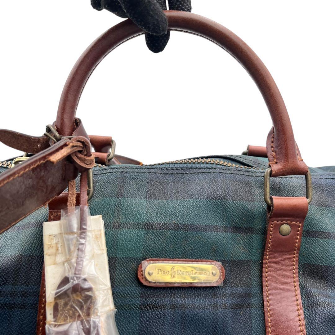 【ブラシ・南京錠付き】RALPH LAUREN ボストンバッグ レザー
