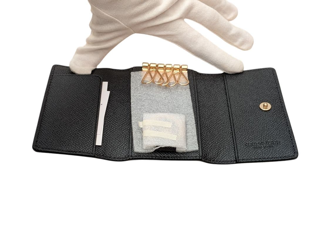 【新品】正規品 COACH ファイブリング キーケース ブラック F76741