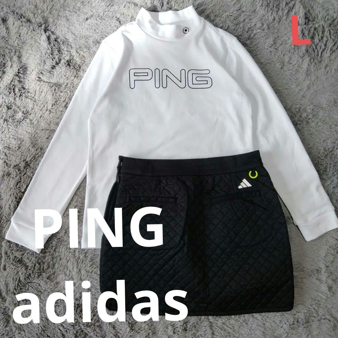 PING/adidas♡モックネック長袖/中綿スカート♡L ゴルフ/スポーツ