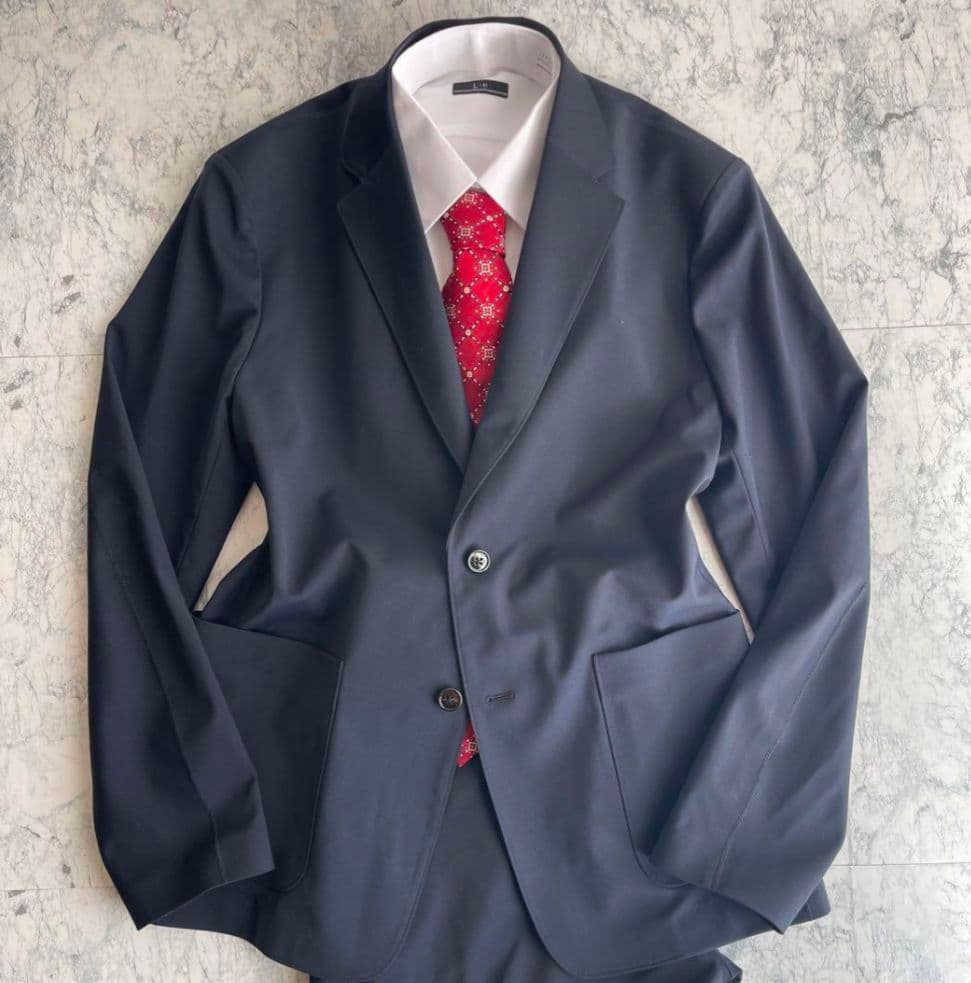 【美品】 Theory メンズスーツ ジャージー素材 セットアップ ネイビー