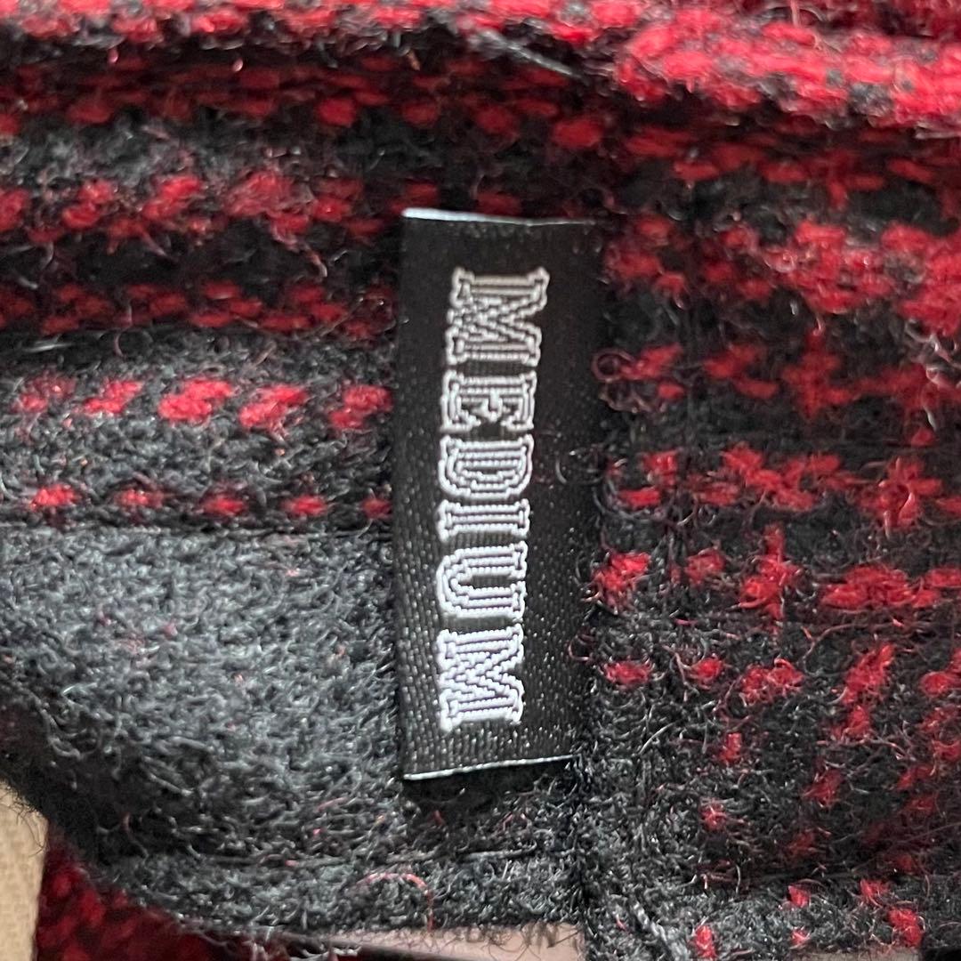 美品 長瀬着用 同型色違い チャレンジャー オンブレチェック ハット ウール 赤