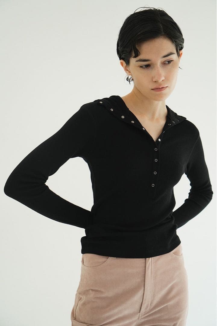 トップス CLANE WOOL RIB HOODED TIGHT TOPS