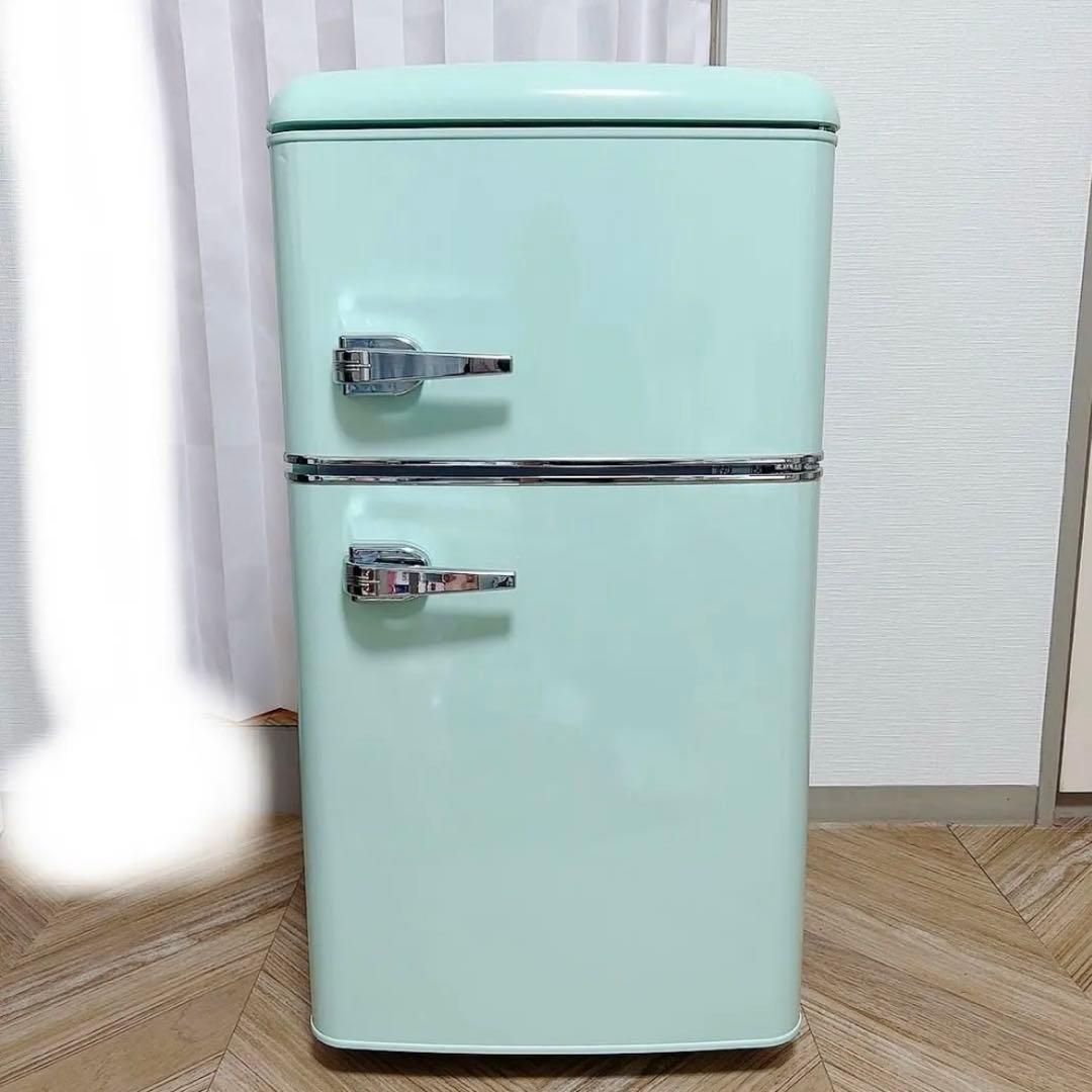 ミントグリーン 冷蔵庫 ダブルドア レトロPRR-082D-LG 2023年製