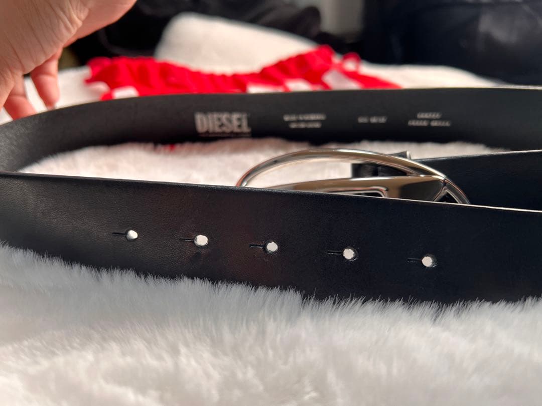DIESEL ブラックベルト シルバーバックル サイズ　80