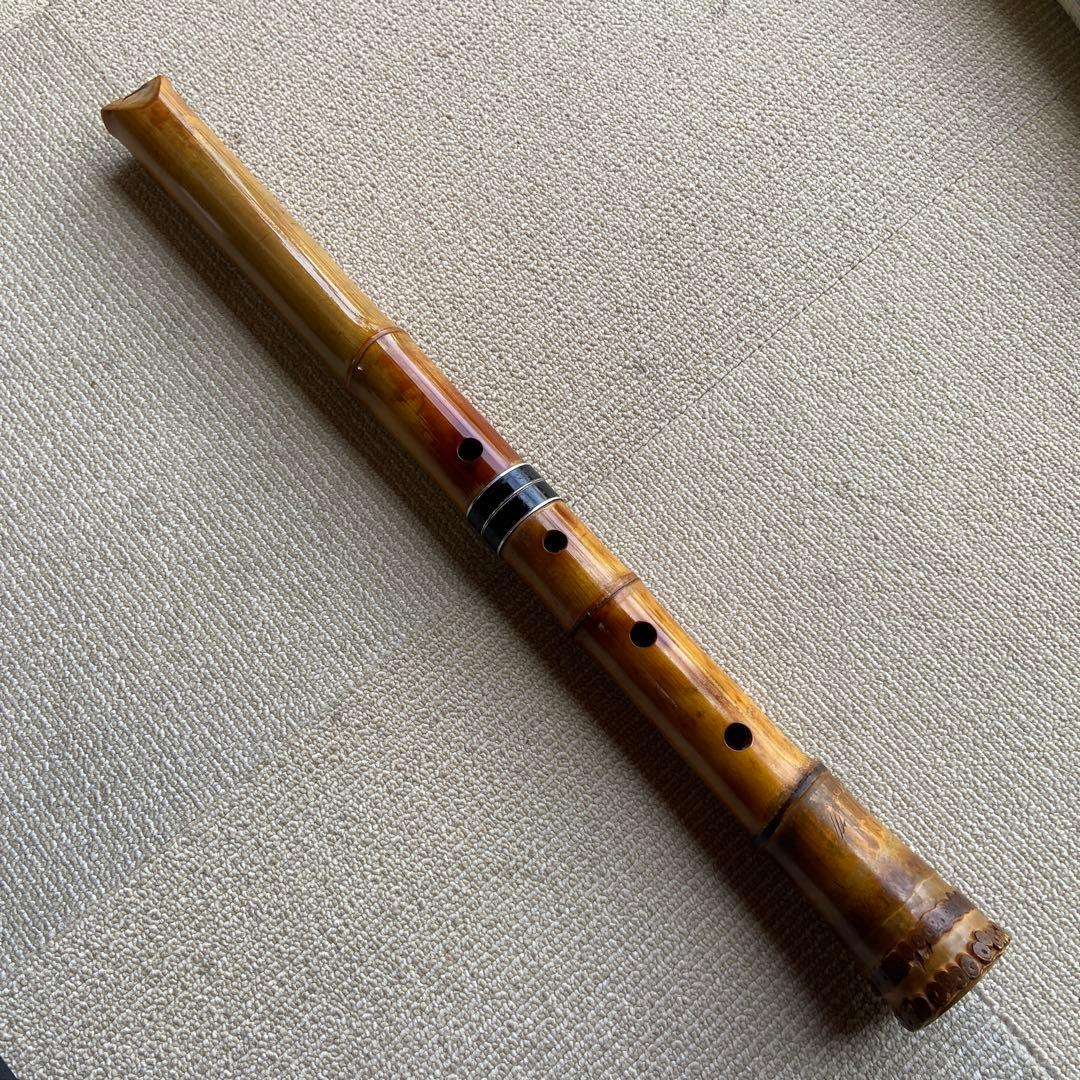 236尺八本体 一尺八寸管　忠輔銘　竹製 5穴
