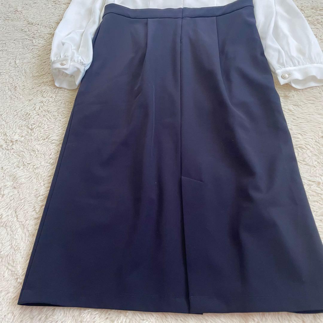 elmone様現行✨ケイミー　通年素材　サテンフリルワンピース　ストレッチサテン