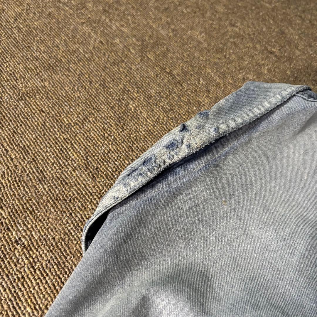 ユーロヴィンテージ ワーク エンジニアジャケット 鬼フェード ダメージ ナス紺