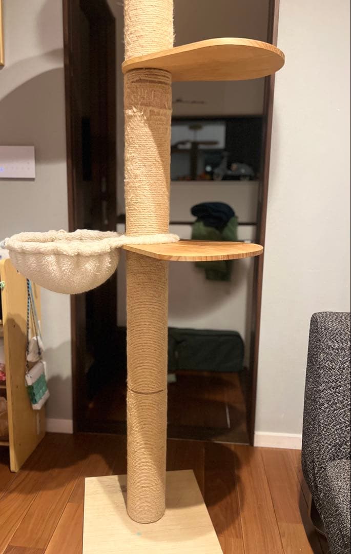SUMIKA スミカ 突っ張り型 木製 キャットタワー　ハンモック付き　3本新品