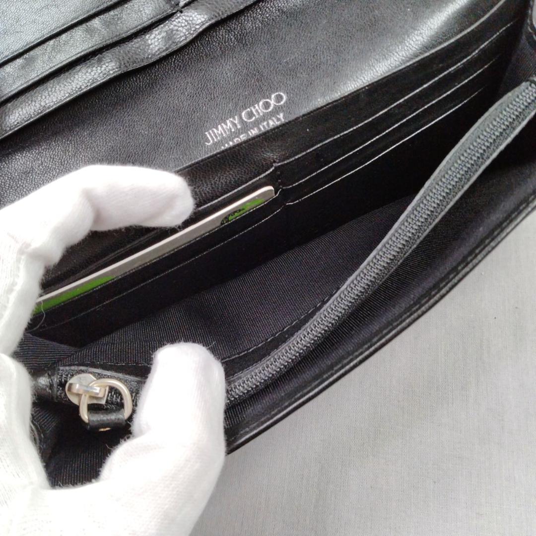 未使用ジミーチュウ★星形スタッズフラップウォレット 長財布 カーフレザー本革 黒