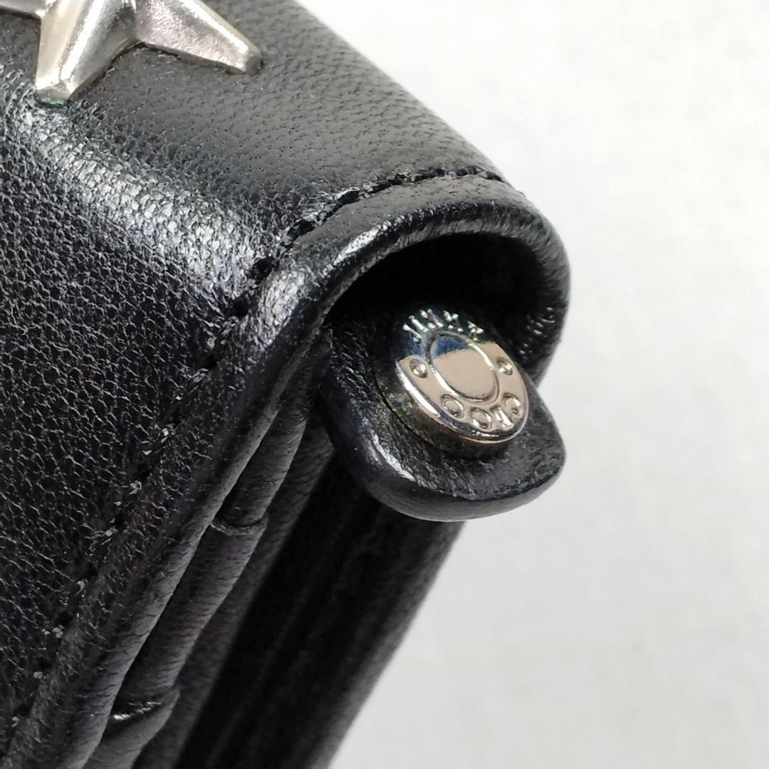 未使用ジミーチュウ★星形スタッズフラップウォレット 長財布 カーフレザー本革 黒