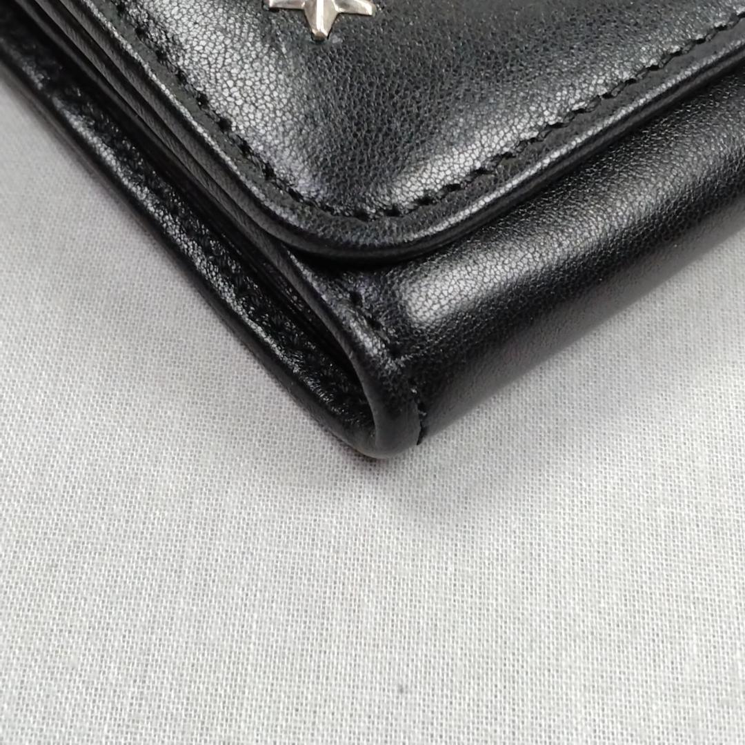 未使用ジミーチュウ★星形スタッズフラップウォレット 長財布 カーフレザー本革 黒
